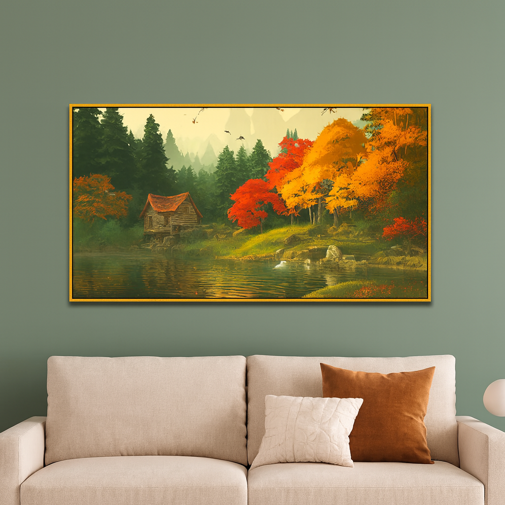 Abstract Nature Canvas Painting for Wall Décor with Floating Frame
