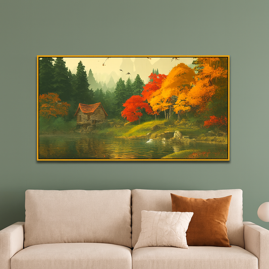 Abstract Nature Canvas Painting for Wall Décor with Floating Frame