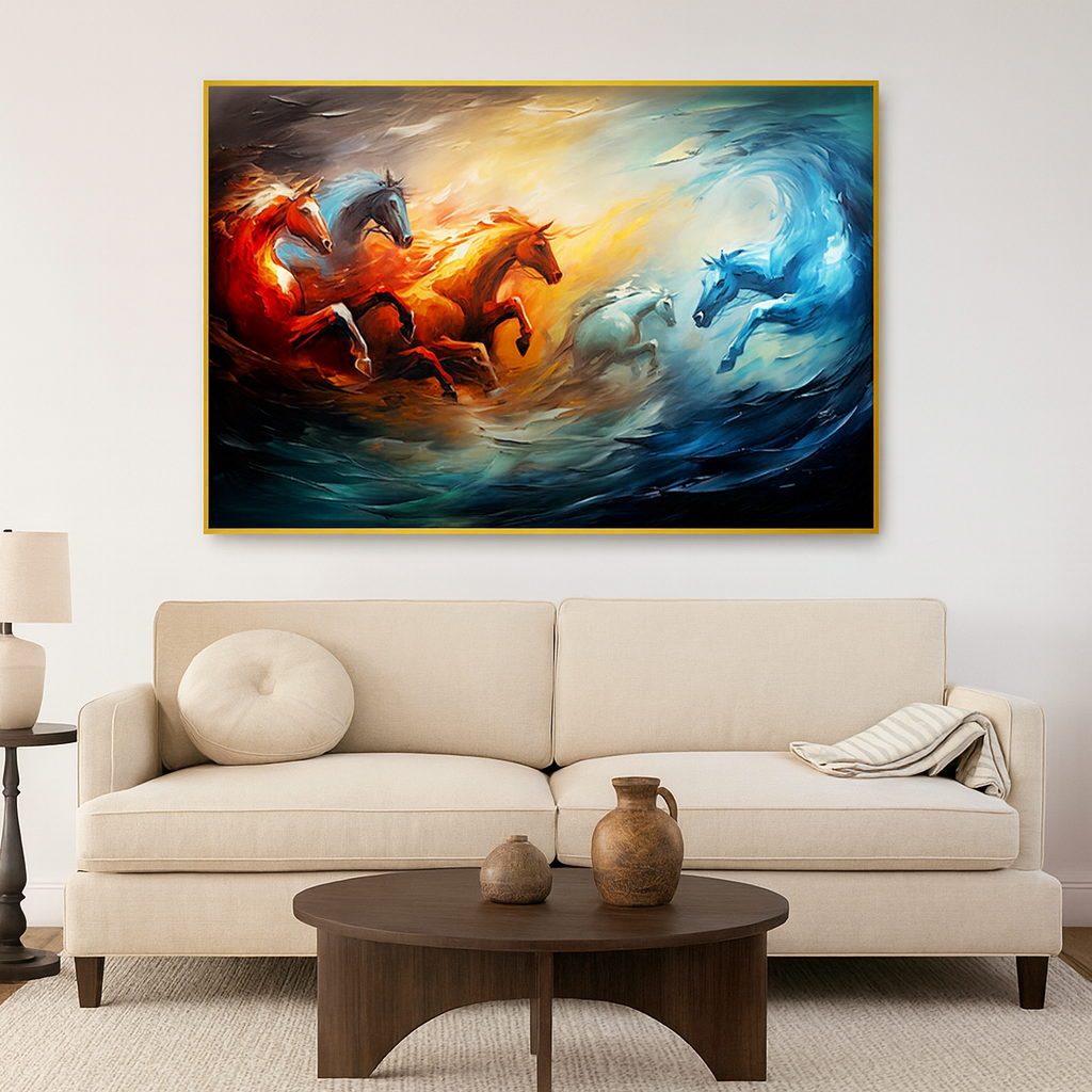 Beautiful Magical Beasts In The Style Of Abstract Horses Canvas Wall Painting
