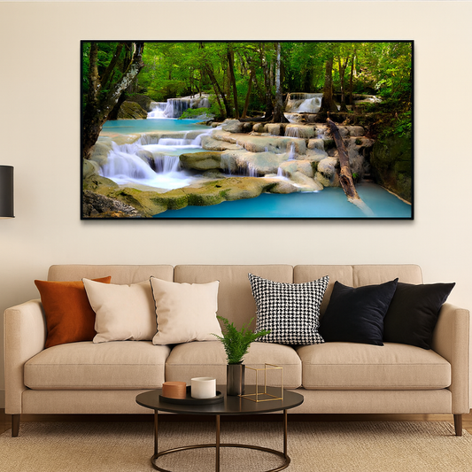 Beautiful Nature Waterfall Vastu Painting Poster Canvas Printed Wall Paintings & Arts