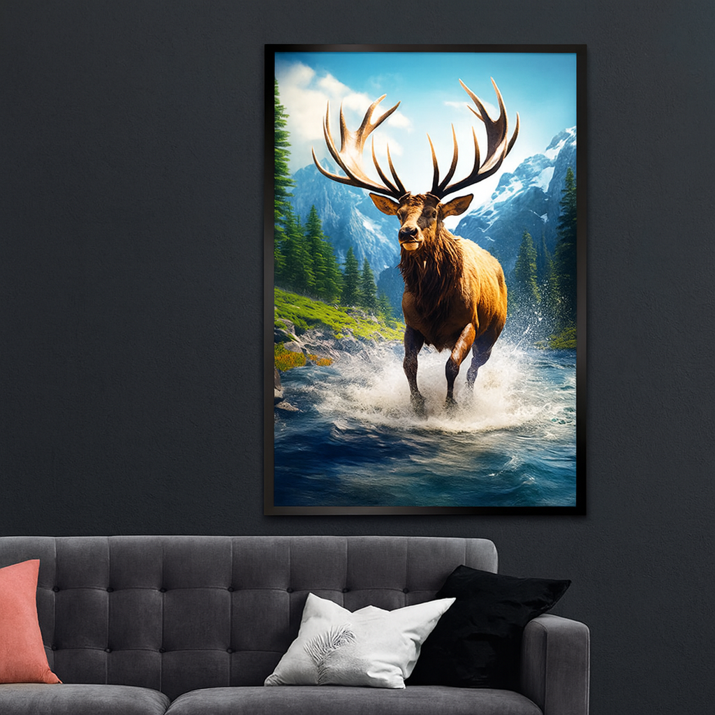 Beautiful Sighting of Wild Elk in Nature Canvas Printed Wall Paintings & Arts