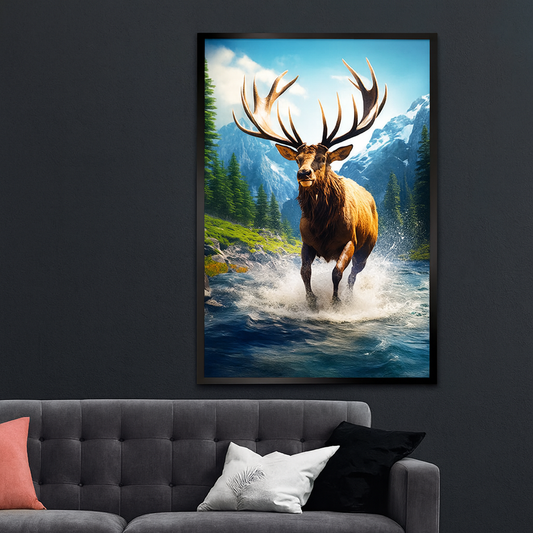 Beautiful Sighting of Wild Elk in Nature Canvas Printed Wall Paintings & Arts