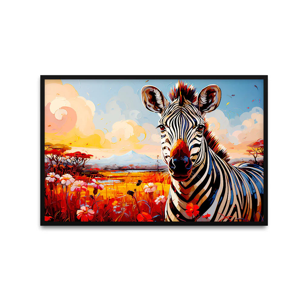Beautiful Zebra with Nature Scenery Canvas Printed Wall Paintings & Arts