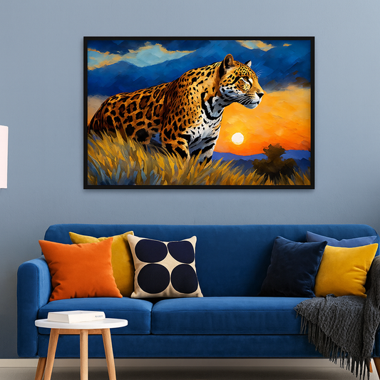 Beautiful Jaguar with Nature Scenery Canvas Printed Wall Paintings & Arts