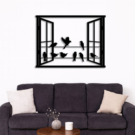Birds in the Window Wood Wall Decor