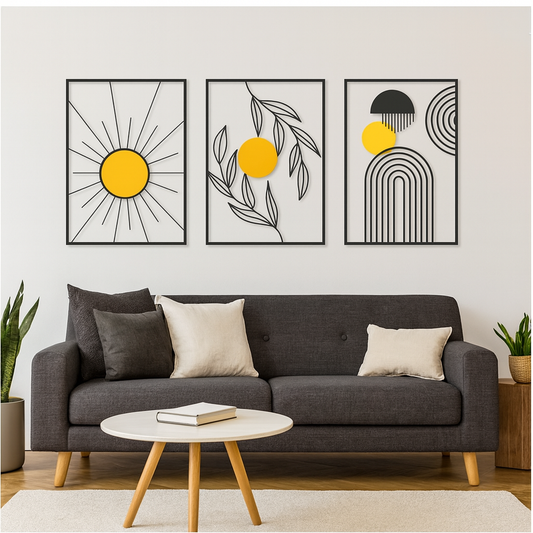 Boho Abstract Set Of 3 Wood Wall Decor