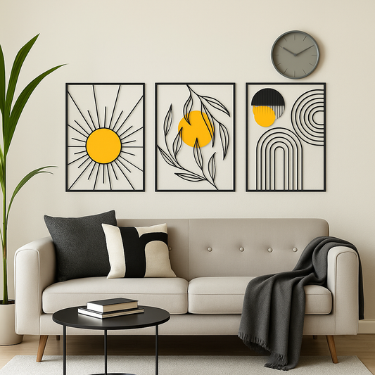 Boho Abstract Set Of 3 Wood Wall Decor