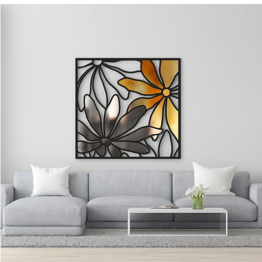Daisy Flower Framed Wood Wall Decor