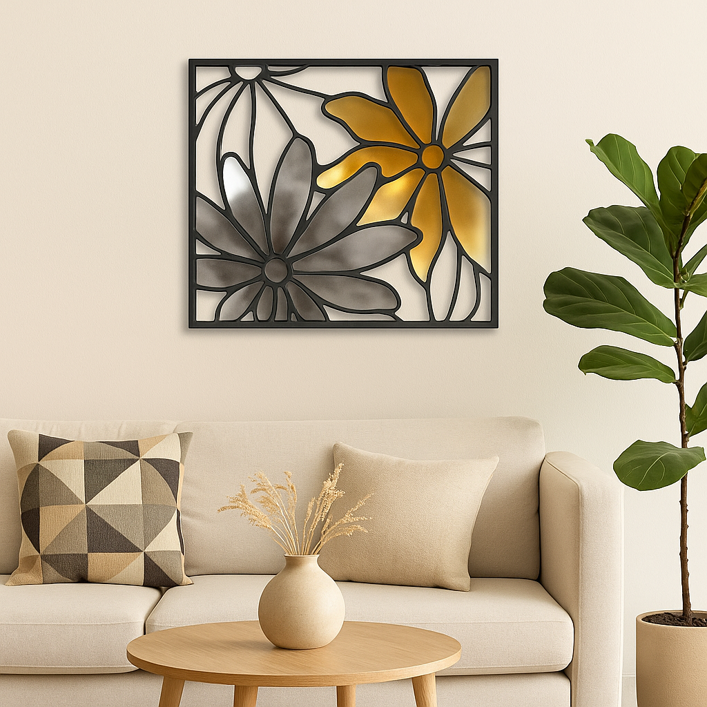 Daisy Flower Framed Wood Wall Decor