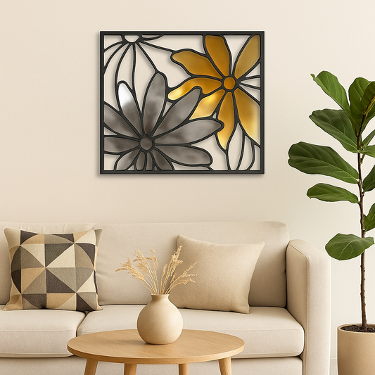 Daisy Flower Framed Wood Wall Decor