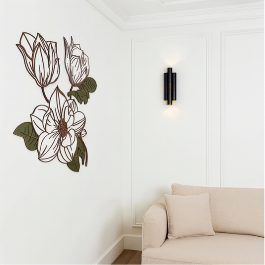 Elegant Magnolia Flower Wood Wall Decor
