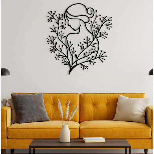 Elegant Women Floral Wood Wall Decor