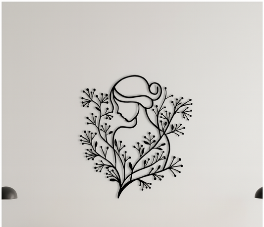 Elegant Women Floral Wood Wall Decor