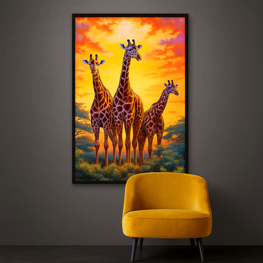 Giraffe with Nature Scenery Canvas Printed Wall Paintings & Arts