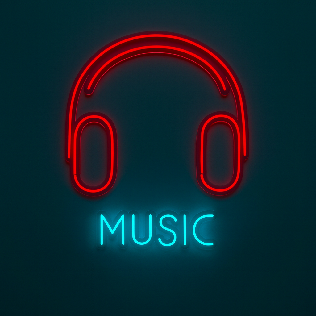 "Music" Headphone Neon LED Light