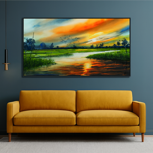 Lake Reflection Stunning Nature Canvas Wall Painting for Home and Office Décor