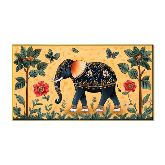 Mithila Painting with Nature & Elephant
