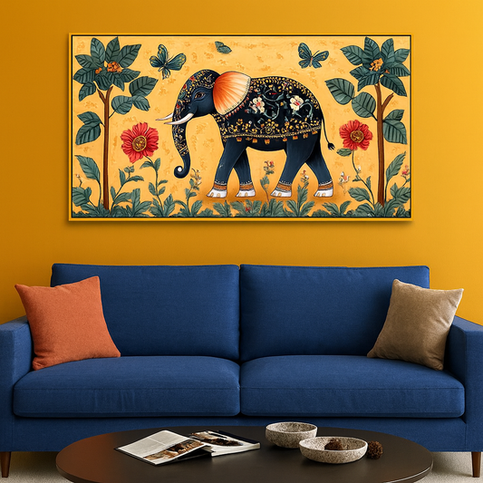 Mithila Painting with Nature & Elephant