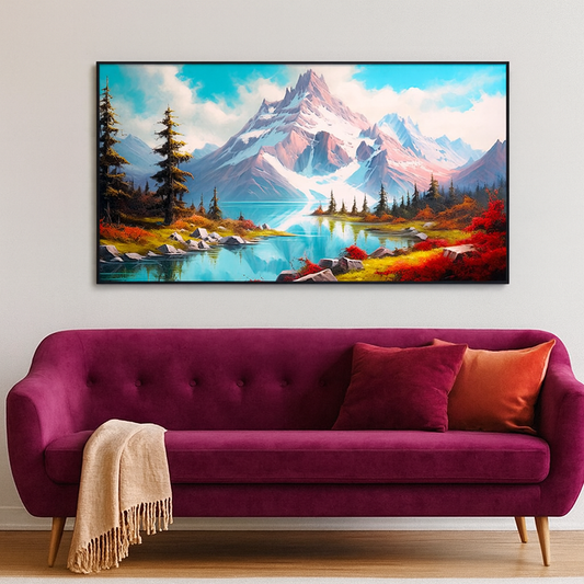 Nature Theme Beautiful Spectacular Snow-Capped Mountain Wall Paintings & Arts