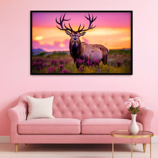 Panoramic Wild Elk Nature Canvas Printed Wall Paintings & Arts