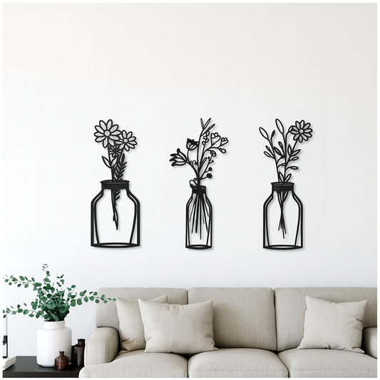3 Pieces Spring Flowers Wood Decor