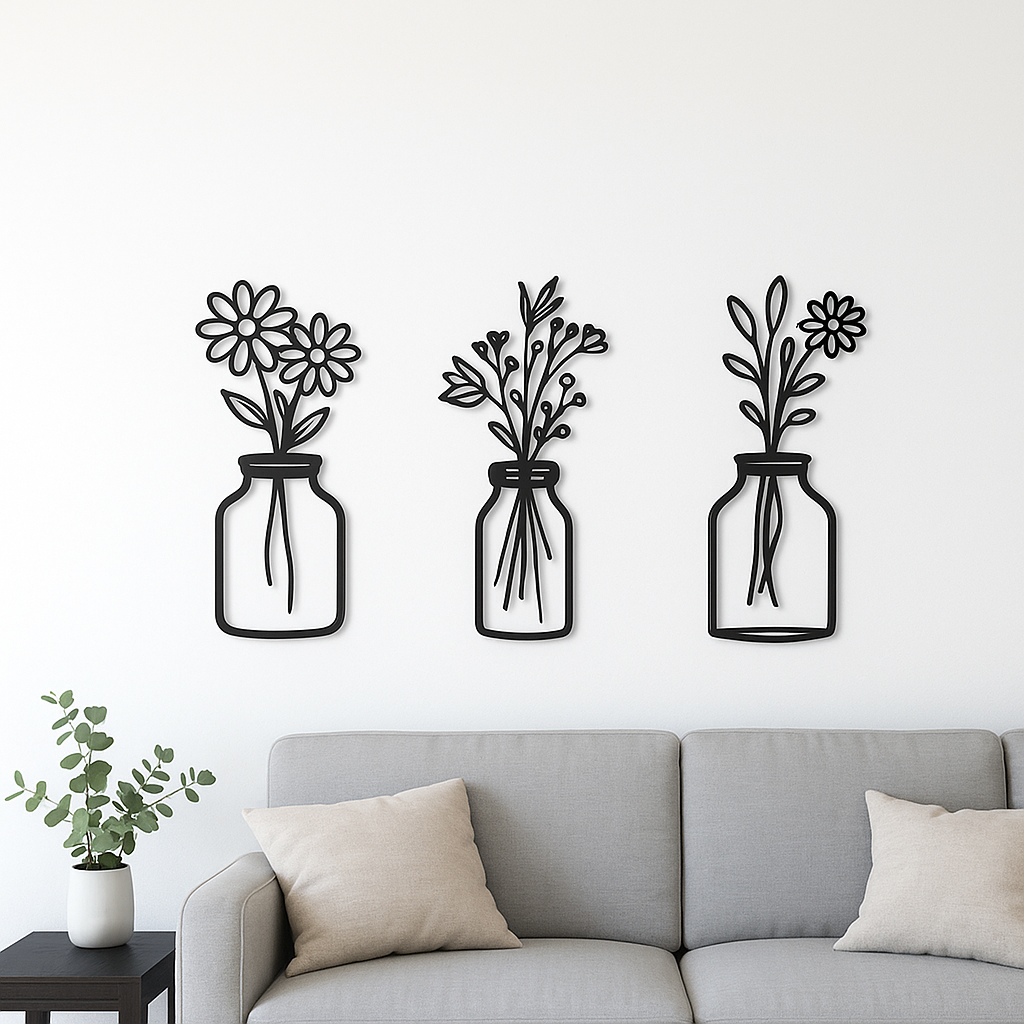 3 Pieces Spring Flowers Wood Decor