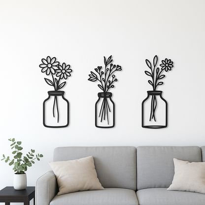 3 Pieces Spring Flowers Wood Decor