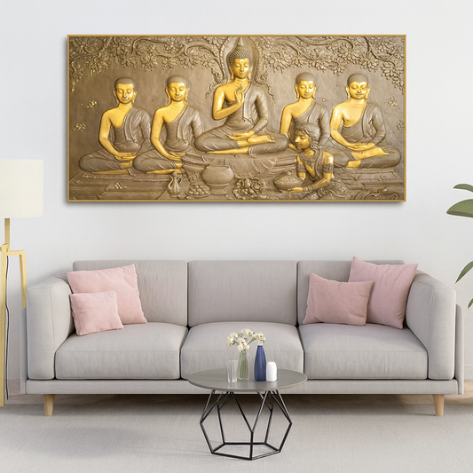 A Premium Golden Buddha Spiritual Canvas Wall Painting