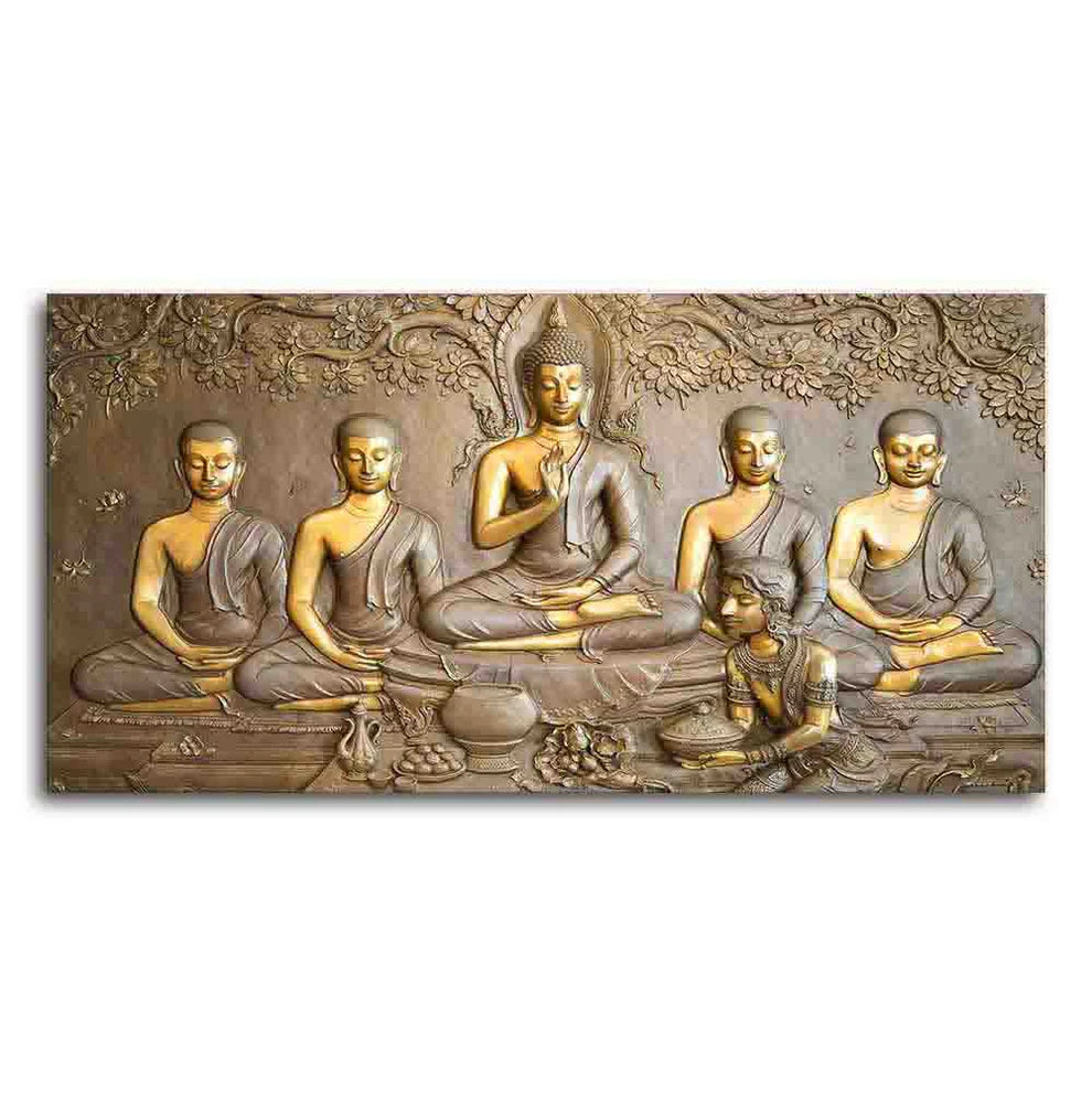 A Premium Golden Buddha Spiritual Canvas Wall Painting