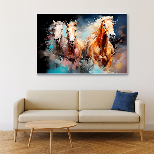 Beautiful Abstract Design Horses Canvas Big Wall Painting & Arts