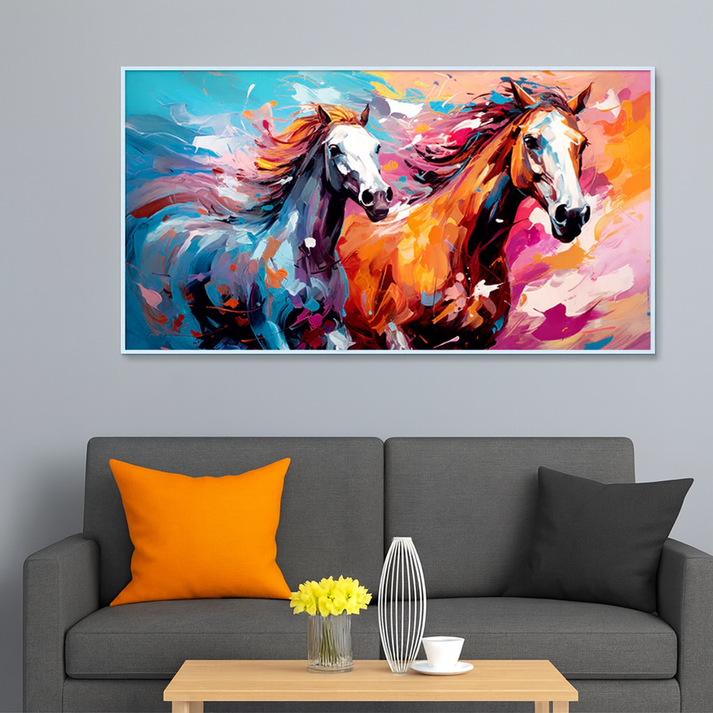 Beautiful Abstract Horses Running Canvas Printed Wall Paintings & Arts