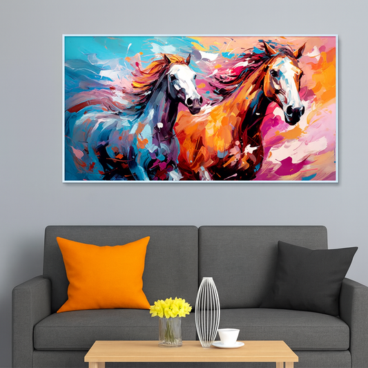 Beautiful Abstract Horses Running Canvas Printed Wall Paintings & Arts