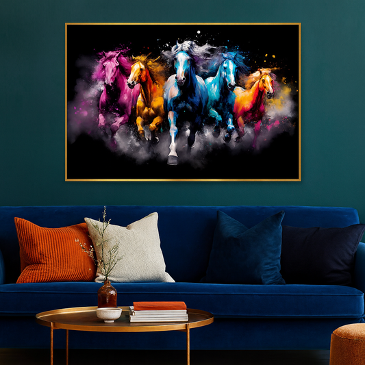 Beautiful Bay Arabian Horse Running Canvas Wall Painting & Arts