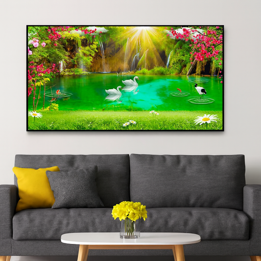 Beautiful Waterfall Nature Scenery Canvas Printed Wall Paintings & Arts