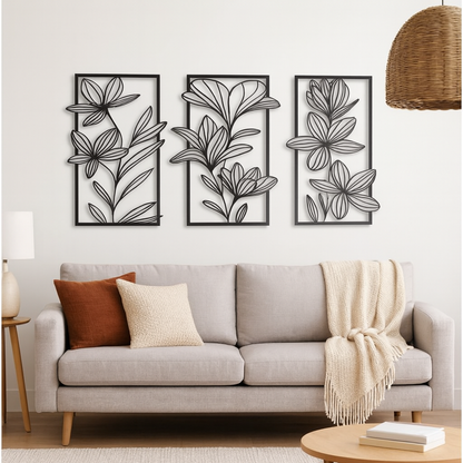Botanical Bloom Trio 3-Piece Floral Wood Wall Decor
