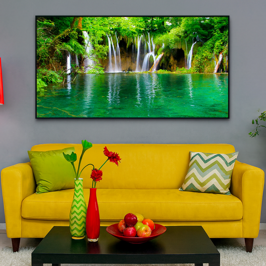 Charming Waterfall Nature Scenery of Colorful Canvas Wall Paintings & Arts