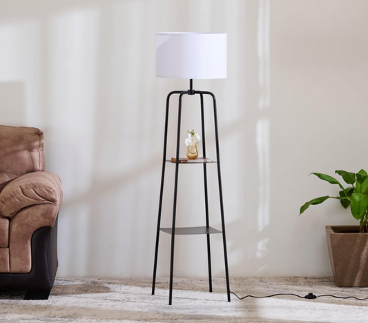 Fluorescence Glint Metal Floor Lamp with Shelves