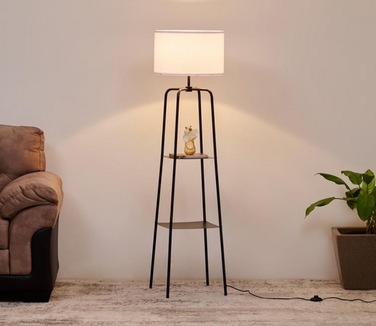 Fluorescence Glint Metal Floor Lamp with Shelves