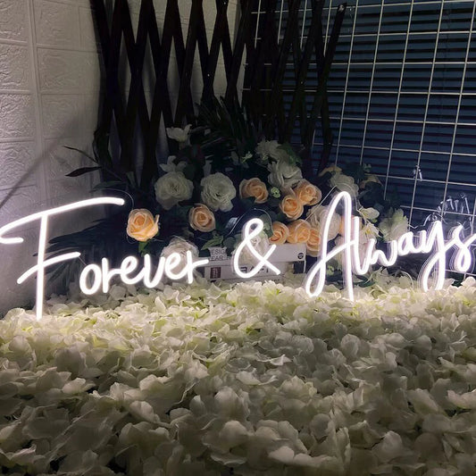 Glexy Forever & Always Neon Sign for Wedding, Sangeet & Reception (Warm White)