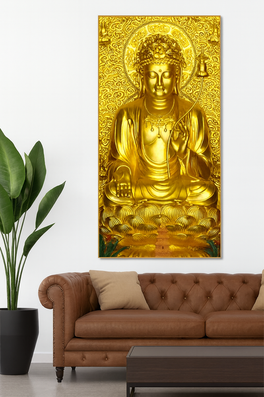 Golden Buddha Statue Canvas Wall Painting