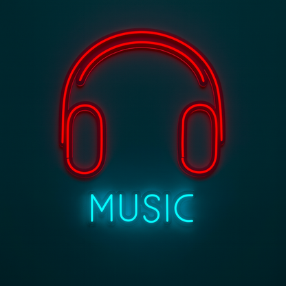 "Music" Headphone Neon LED Light