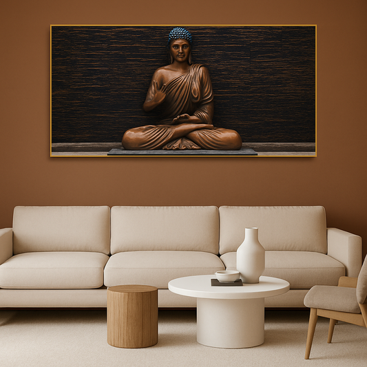 Lord Buddha Meditating Statue Canvas Wall Painting