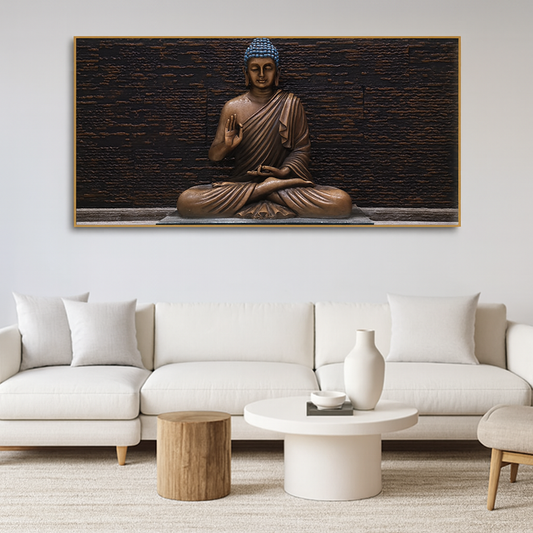Lord Buddha Meditating Statue Canvas Wall Painting