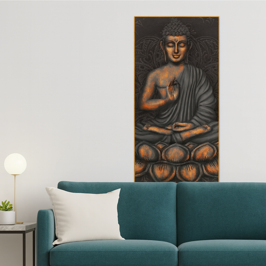 Lord Buddha in Forest Premium Canvas Wall Painting