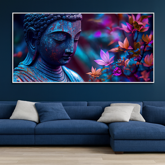 Lord Gautam Buddha Floral Art Canvas Wall Painting