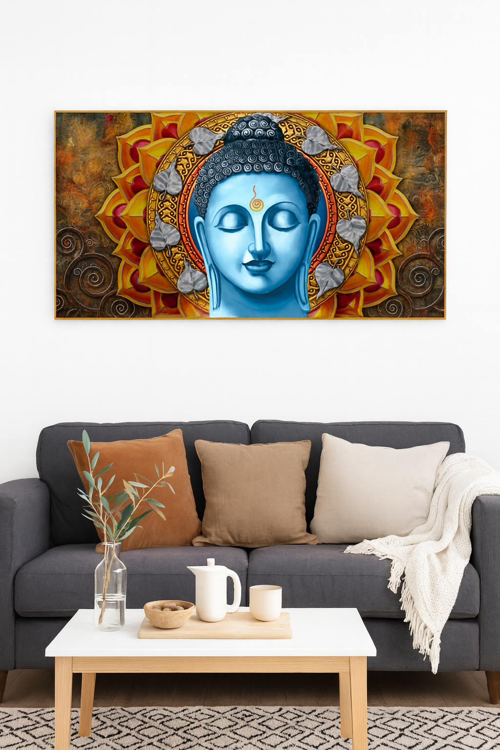Lord Gautam Buddha Serene Face Canvas Wall Painting