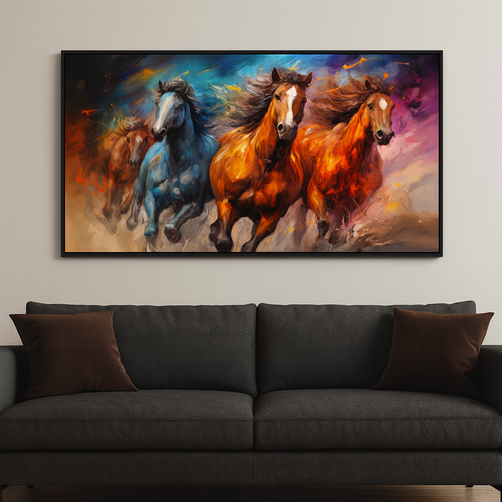 Majestic Brown Running Horses Canvas Wall Paintings for Home Décor