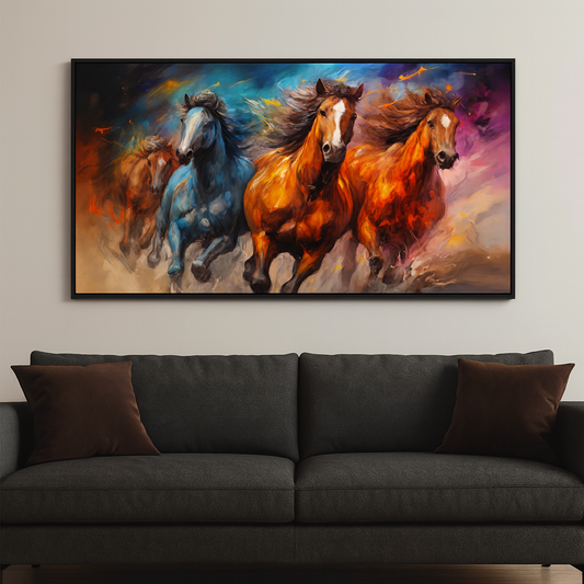 Majestic Brown Running Horses Canvas Wall Paintings for Home Décor