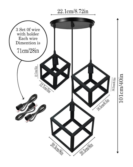 Matt Black 3-Light Cluster Pendant