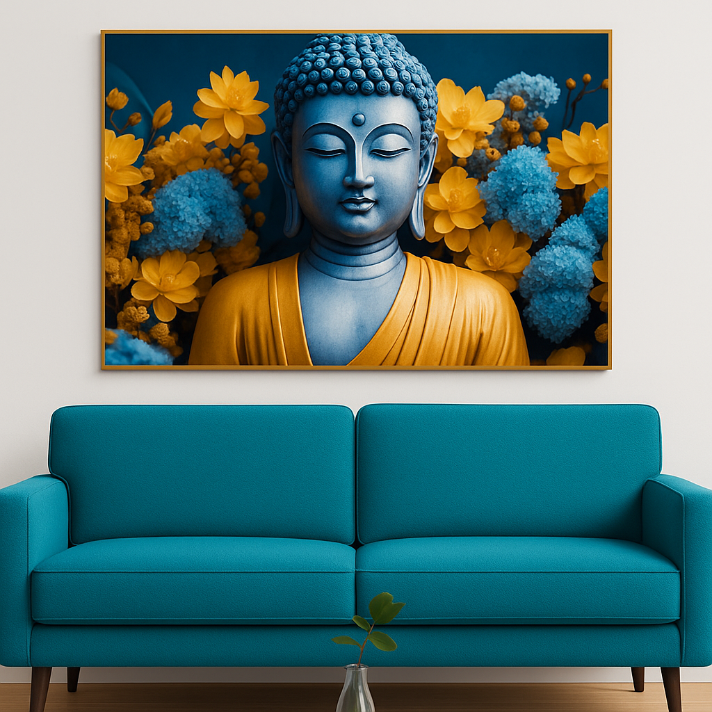 Meditating Buddha Monk Canvas Wall Painting